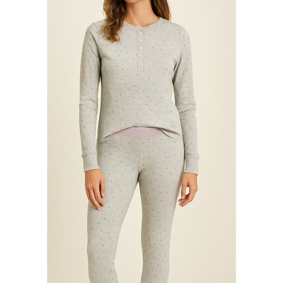 Boden Gray Star Print Thermal Pajama Set Women’s Size 6 - Picture 1 of 10
